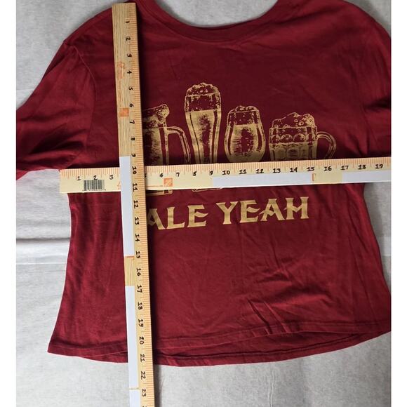 Zoe + Liv T-shirt Cropped Women's Large Ale Yeah Graphic Print Long Sleeves New - Picture 4 of 7